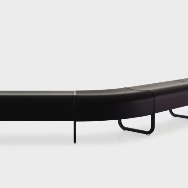 Lapalma Za System UVL_shape modular seating with V-shaped wooden elements and powder-coated die-cast aluminum frames, designed by Shin & Tomoko Azumi.