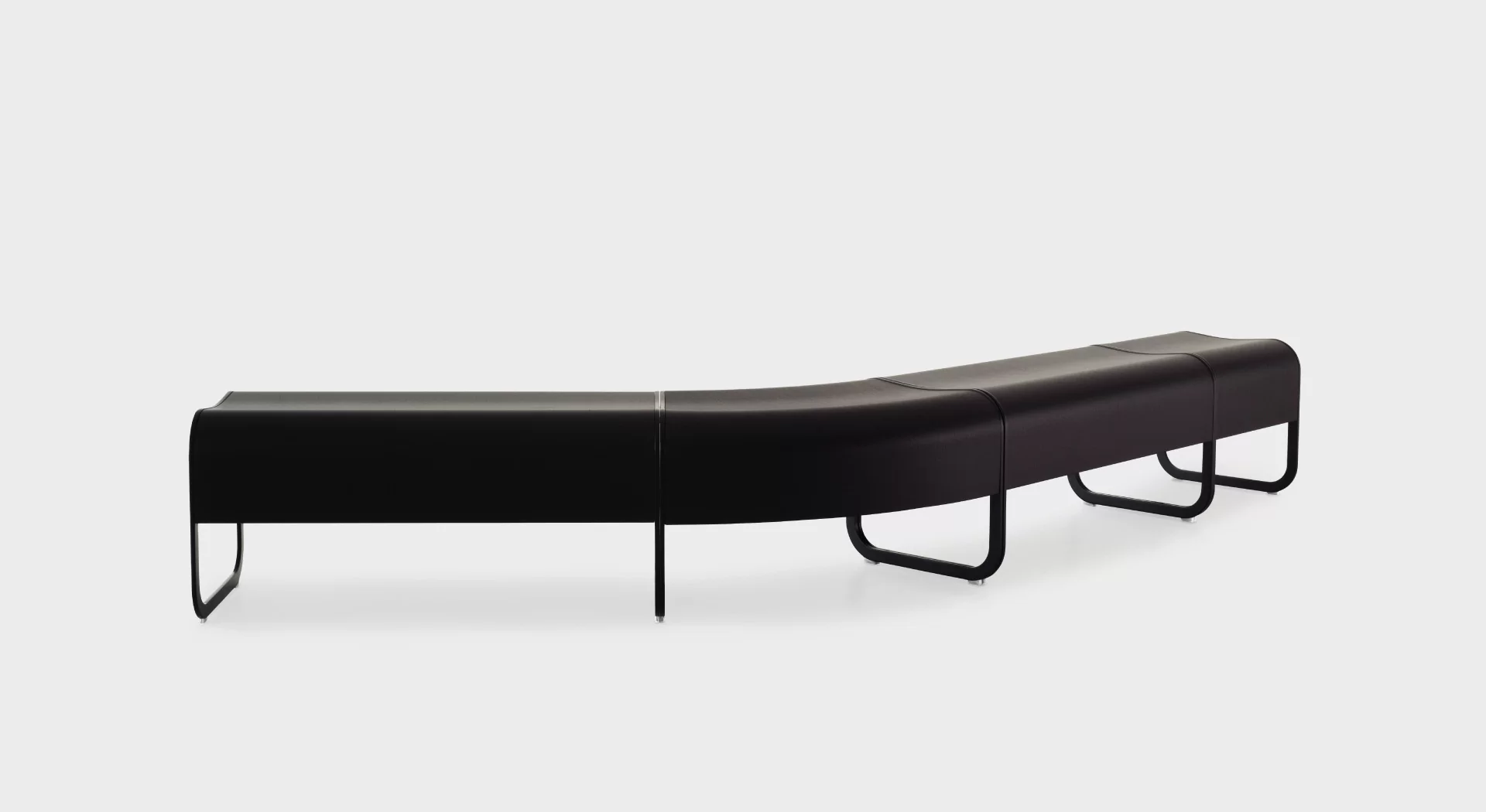 Lapalma Za System UVL_shape modular seating with V-shaped wooden elements and powder-coated die-cast aluminum frames, designed by Shin & Tomoko Azumi.