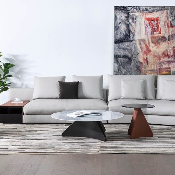 Cozi armchair by Camerich in dark charcoal leather with high back and black steel legs