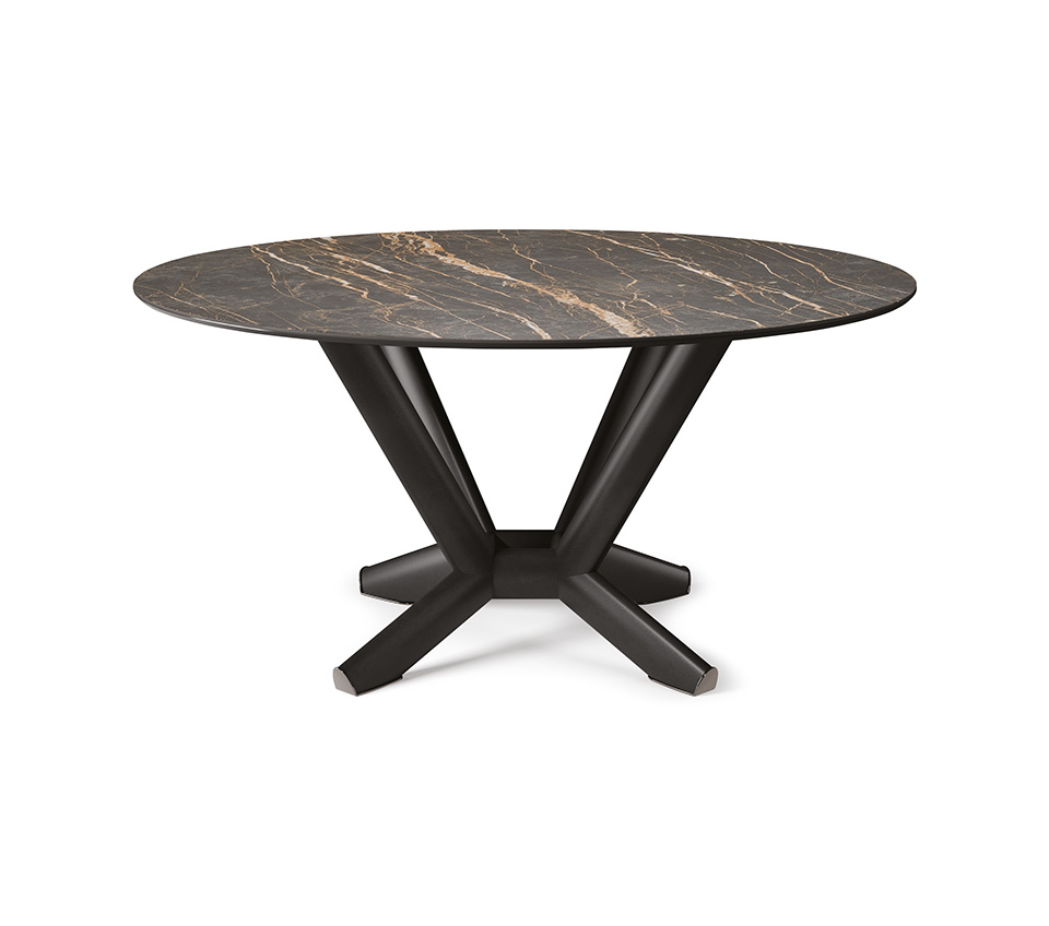 “Top view of PLANER Keramik Round by Cattelan Italia – luxury round tabletop in high-end ceramic with architectural design base”