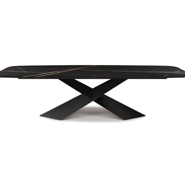 “TYRON Keramik by Cattelan Italia – modern dining table with sculptural steel base and elegant ceramic marble-effect top”