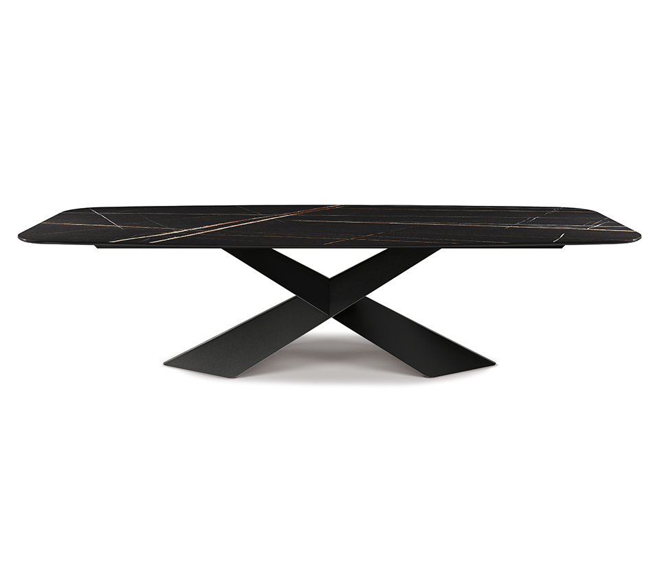 “TYRON Keramik by Cattelan Italia – modern dining table with sculptural steel base and elegant ceramic marble-effect top”
