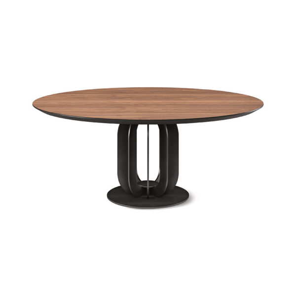 “SOHO Wood by Cattelan Italia – modern Italian dining table with solid wood top and sculptural designer metal base”