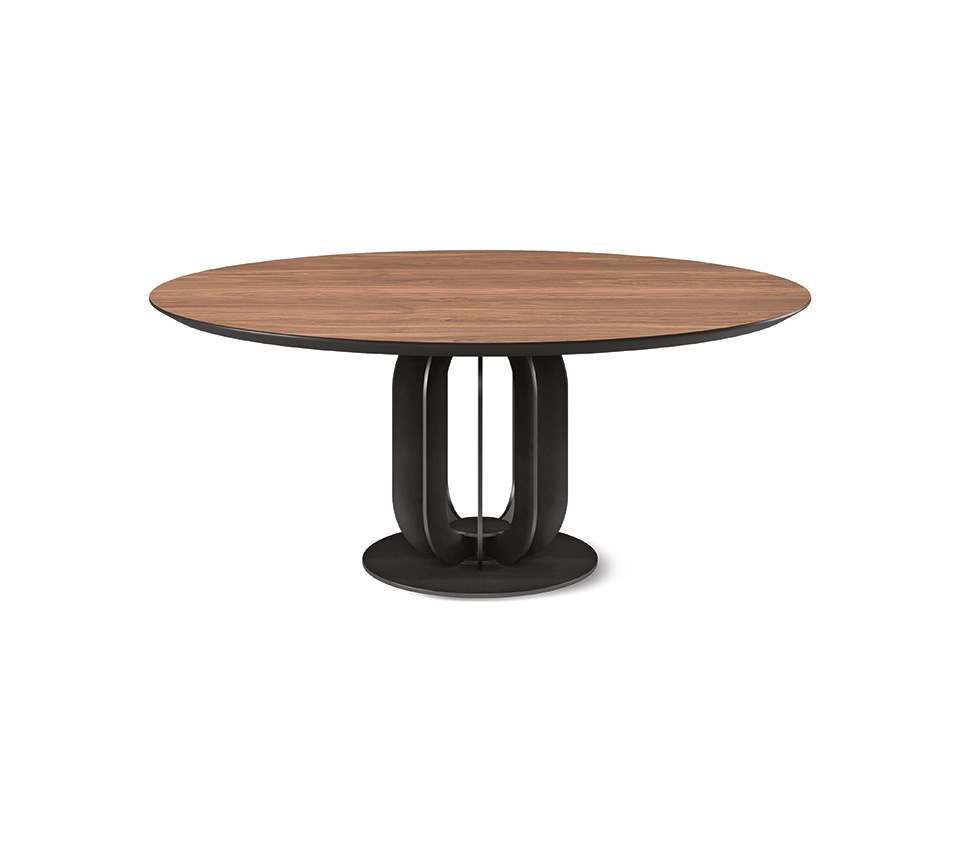 “SOHO Wood by Cattelan Italia – modern Italian dining table with solid wood top and sculptural designer metal base”