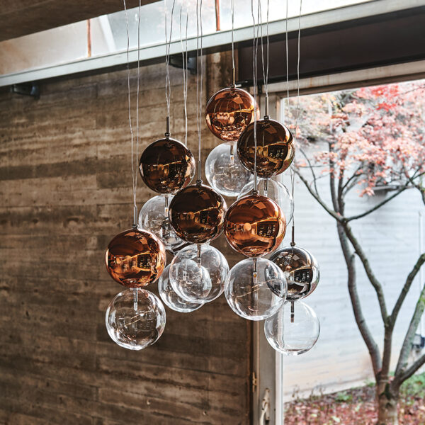 “Cattelan Italia APOLLO – sculptural suspension lamp featuring artistic arrangement of spherical blown glass diffusers”