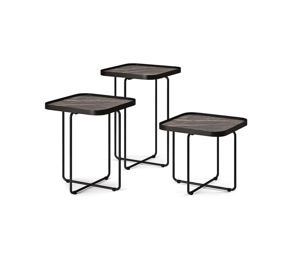 “BENNY Keramik by Cattelan Italia – modern Italian pouf with ceramic top and upholstered cylindrical base”