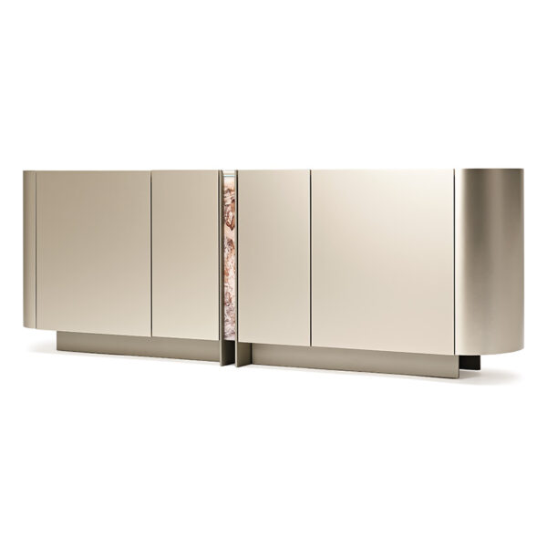 “DYNASTY by Cattelan Italia – luxury Italian sideboard with geometric mirrored front and sleek metal base”
