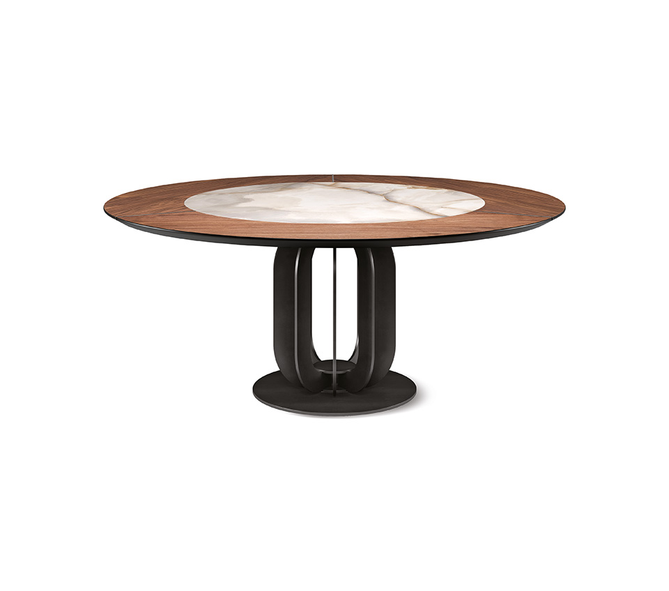 “SOHO Ker-Wood by Cattelan Italia – luxury Italian dining table with hybrid ceramic-wood top and sculptural metal base”