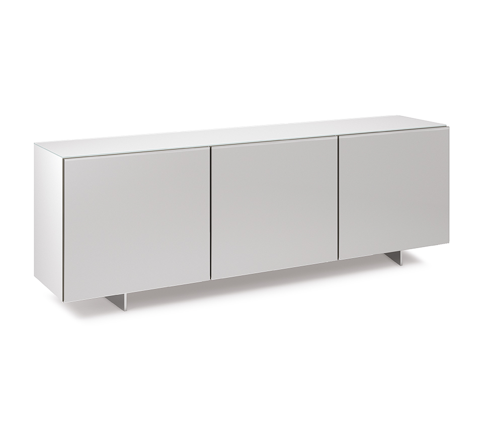 “Luxury FOCUS sideboard by Cattelan Italia – contemporary design with transparent curved glass and refined detailing”