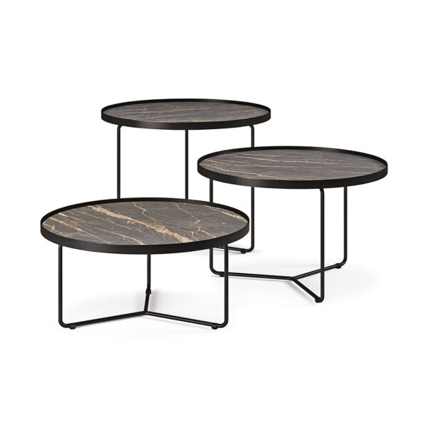 “BILLY Keramik by Cattelan Italia – modern Italian side table with round ceramic top and lacquered steel base”
