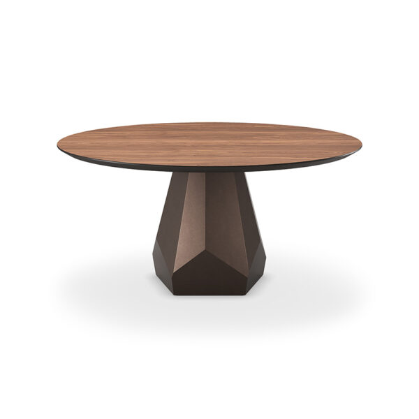“ZERMATT Wood by Cattelan Italia – luxury round dining table with sculptural wood base and refined solid wood top”