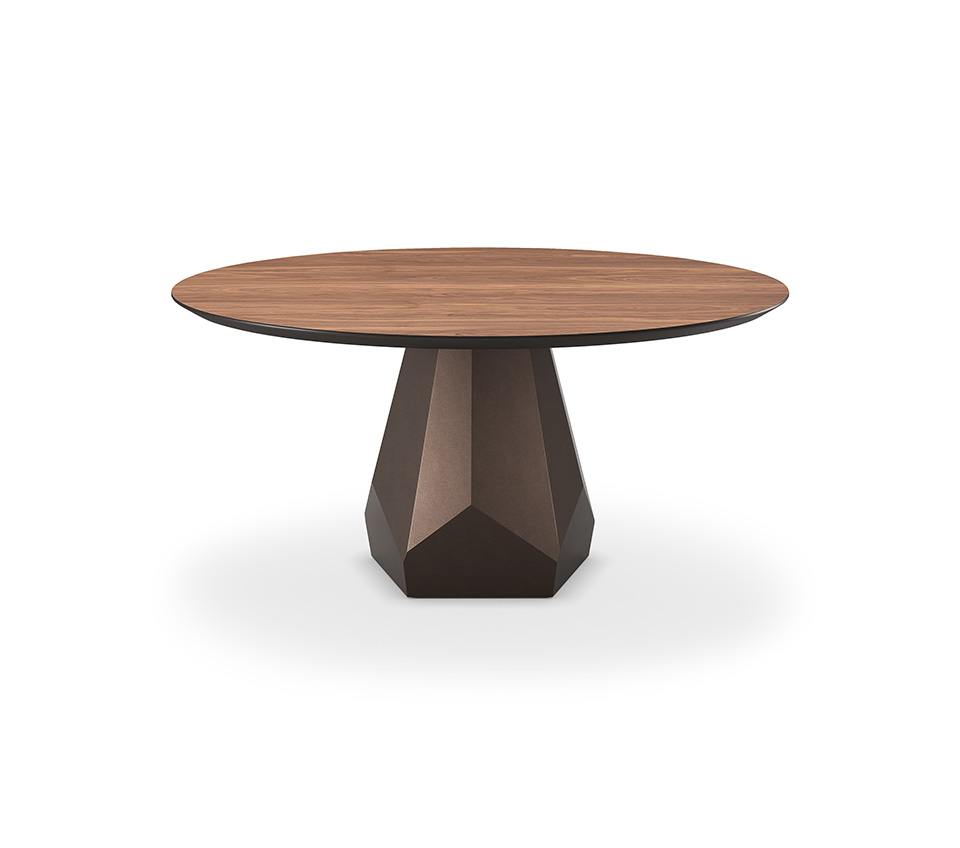 “ZERMATT Wood by Cattelan Italia – luxury round dining table with sculptural wood base and refined solid wood top”