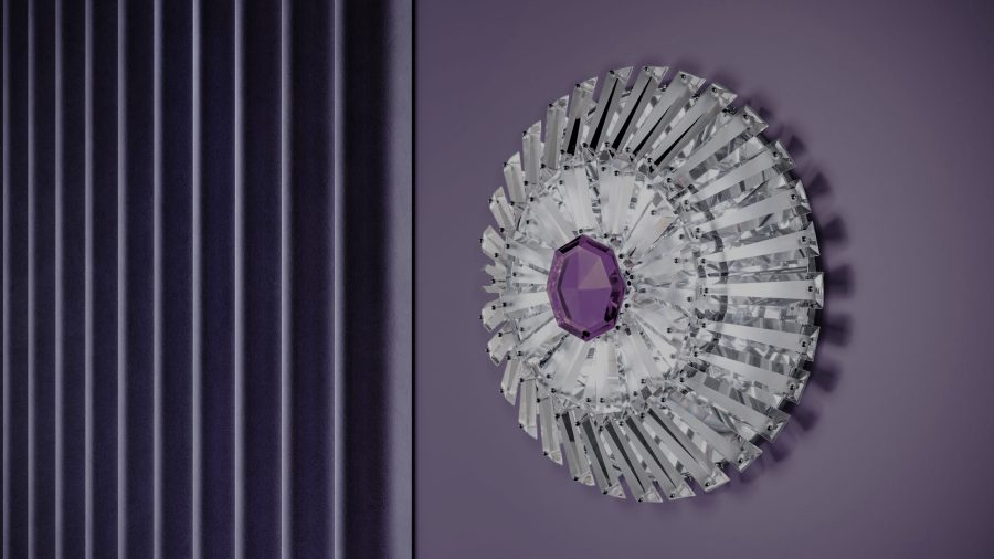 Modern wall fixture with sparkling Diamante crystal elements