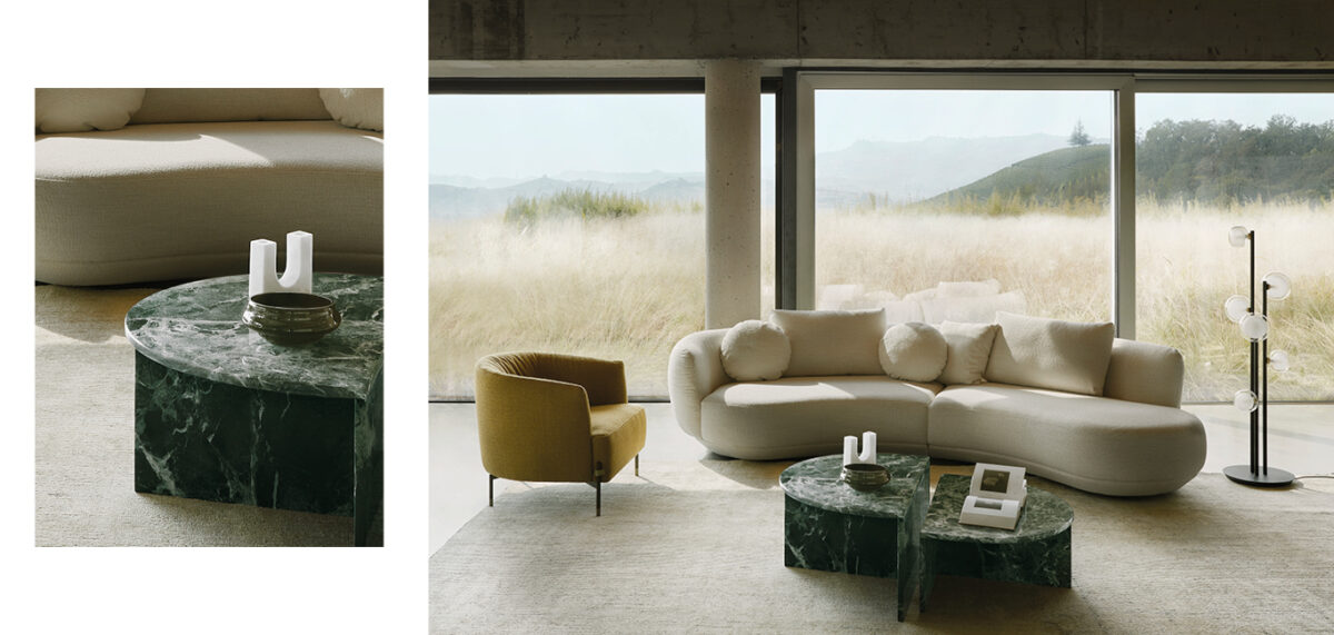Diga Swivel armchair by Nicoline Italia featuring a 360° rotating base and elegant design, ideal for contemporary spaces in Birmingham, Michigan.