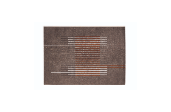 The Calligaris UPTOWN rug, a machine-made carpet by DLSM, showcasing its distinct two-tone design in contrasting shades that evoke a modern, artistic aesthetic.