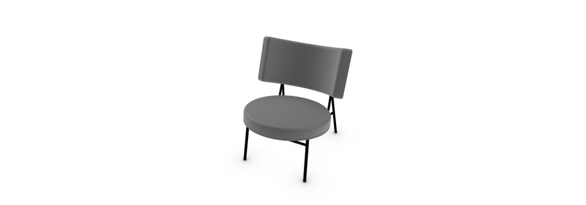 A contemporary Calligaris COCO dining chair with a padded seat and a gently flared backrest, upholstered in [specify material/color, e.g., "dark grey fabric"] and supported by sleek [specify leg material, e.g., "wooden" or "metal"] legs.