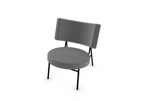 A contemporary Calligaris COCO dining chair with a padded seat and a gently flared backrest, upholstered in [specify material/color, e.g., "dark grey fabric"] and supported by sleek [specify leg material, e.g., "wooden" or "metal"] legs.