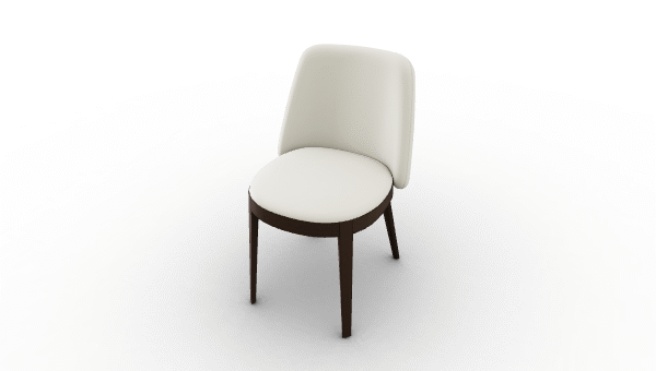 "ADELE chair by Calligaris featuring an upholstered beige seat and backrest with slim black metal legs."
