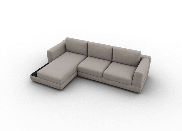 The Calligaris Layla sofa system, designed by kaschkasch, a versatile fixed or sectional sofa with optional integrated bookshelf and tray modules, offering a blend of style and functionality.