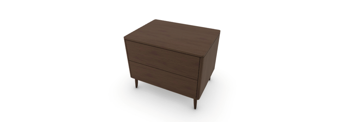 BOSTON bedside table by Calligaris with walnut veneer and white marble top, adding a luxurious touch to modern interiors in Royal Oak, Michigan.