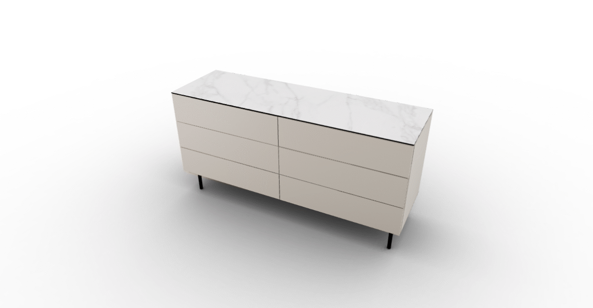 UNIVERSAL bedside table by Calligaris with marble-effect ceramic top and matte hemp lacquered finish, perfect for modern interiors in Royal Oak, Michigan.