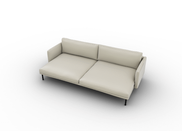 An elegant Calligaris Mies sectional sofa, upholstered in [specify upholstery, e.g., "cream leather"], with subtle, thin armrests and plush, comfortable back cushions, embodying a minimalist aesthetic.