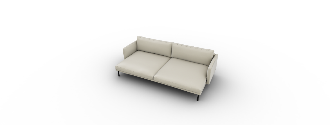 An elegant Calligaris Mies sectional sofa, upholstered in [specify upholstery, e.g., "cream leather"], with subtle, thin armrests and plush, comfortable back cushions, embodying a minimalist aesthetic.