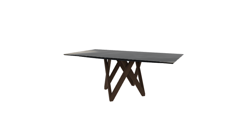"Cartesio extendable dining table by Calligaris with rectangular ceramic top and four V‑shaped metal legs."