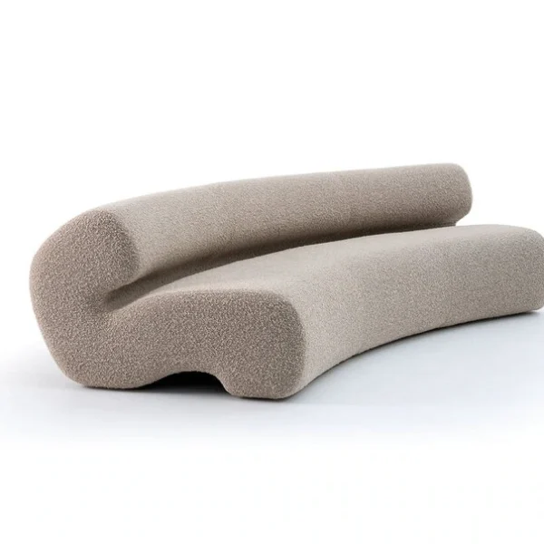Gruuve Sofa by Moroso featuring sculpted deep grooves and plush padding, front view in a Royal Oak Michigan showroom