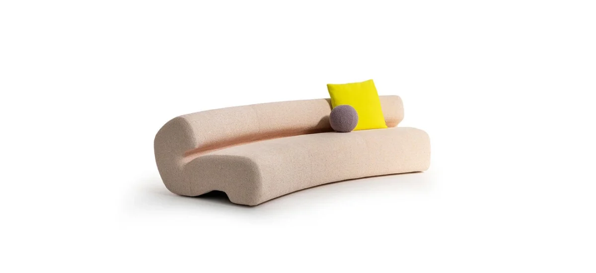Gruuve Sofa by Moroso showcasing bold vertical quilting and modern profile at the Michigan Design Center