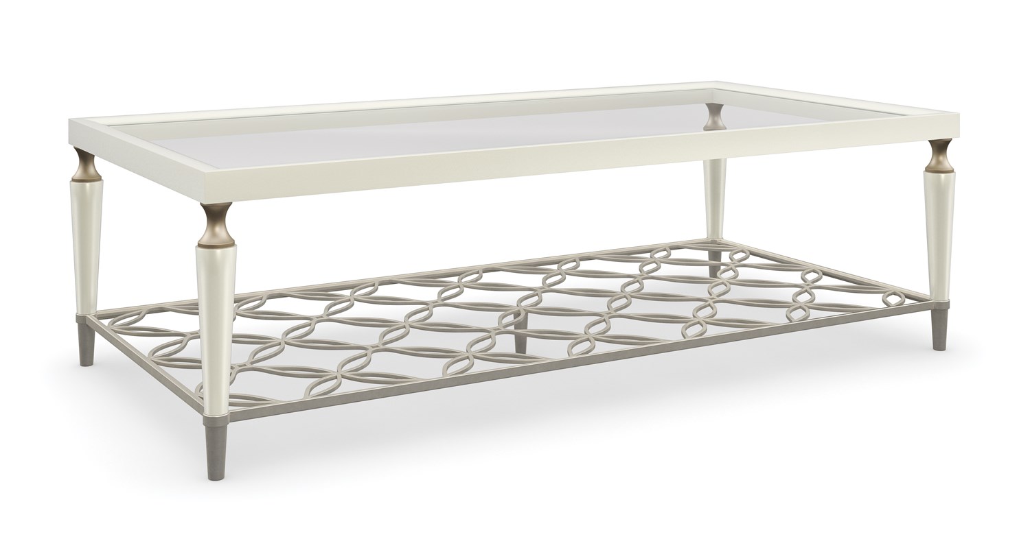 Easily Charming by Caracole — a stylish side table with a round wooden top and slender metal legs.