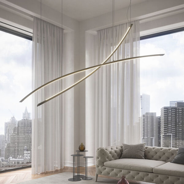 “KATANA Magnum by Cattelan Italia – oversized modern pendant light with dual linear LED arms and bold minimalist design”