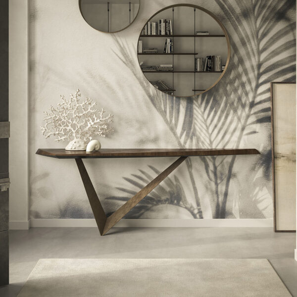 “VARENNE by Cattelan Italia – elegant Italian dining table with arched wood base and refined rectangular top”