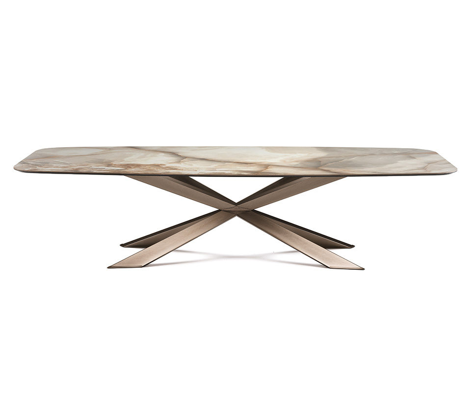 “SPYDER Keramik by Cattelan Italia – modern Italian dining table with marble-effect ceramic top and sculptural metal base”
