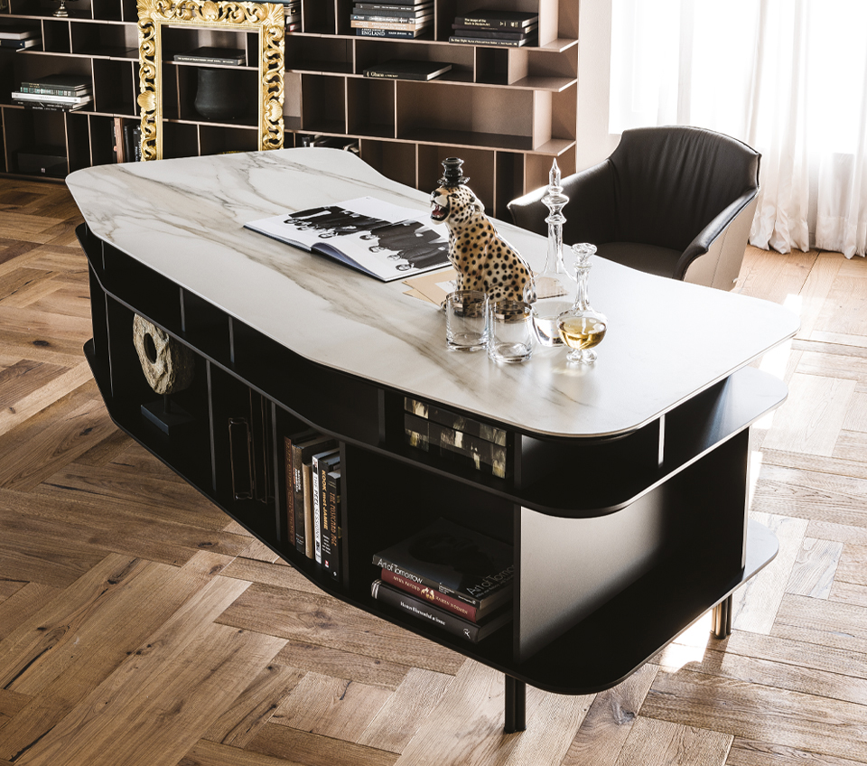 “Modern Italian office desk – WALL STREET by Cattelan Italia featuring geometric design and premium materials”