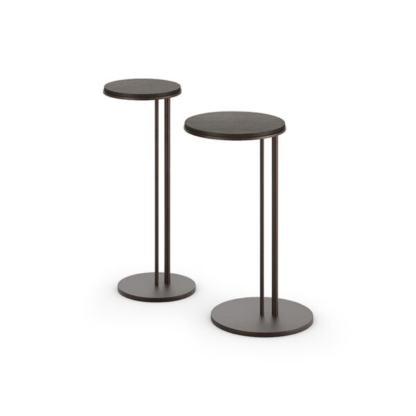 “STING Wood by Cattelan Italia – minimalist Italian side table with round wooden top and slender metal base”