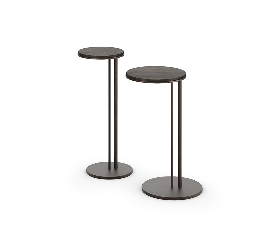 “STING Wood by Cattelan Italia – minimalist Italian side table with round wooden top and slender metal base”