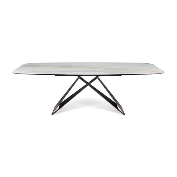 “PREMIER Keramik by Cattelan Italia – luxury dining table with elegant ceramic top and bold angular metal base”