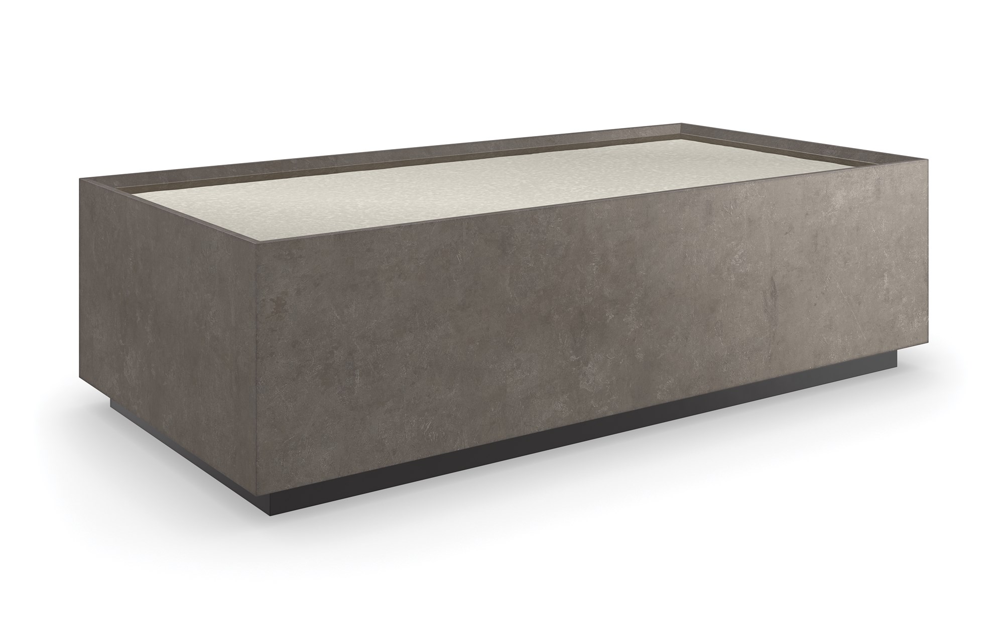 Dark Matter Cocktail Table by Caracole — a dramatic round table with a dark, polished top and sculptural metallic base.