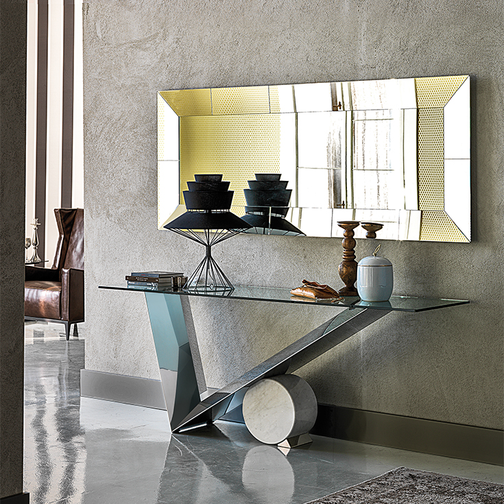 “VALENTINOX by Cattelan Italia – modern dining table with striking V-shaped steel base and clear glass top”“VALENTINOX by Cattelan Italia – modern dining table with striking V-shaped steel base and clear glass top”