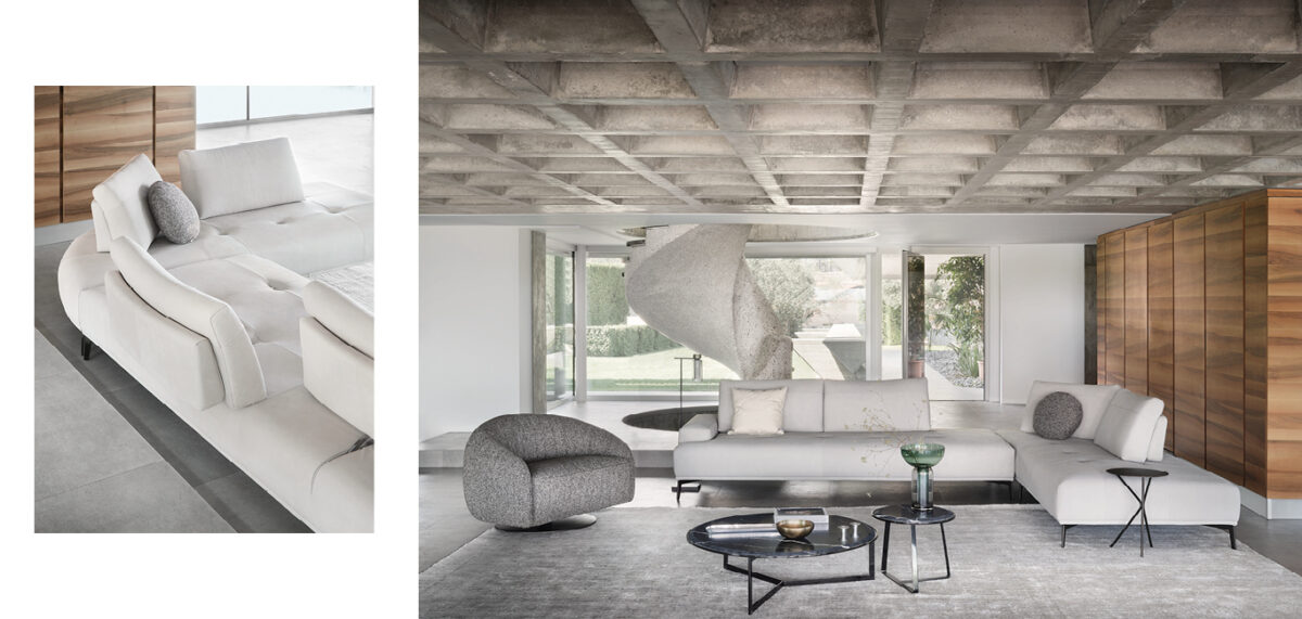 Aegean Italian sofa with flowing curves by Nicoline