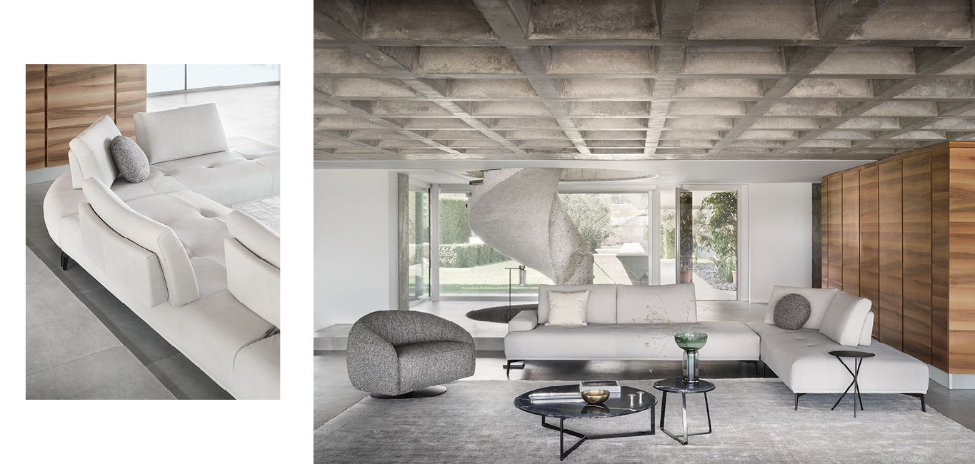 Aegean Italian sofa with flowing curves by Nicoline