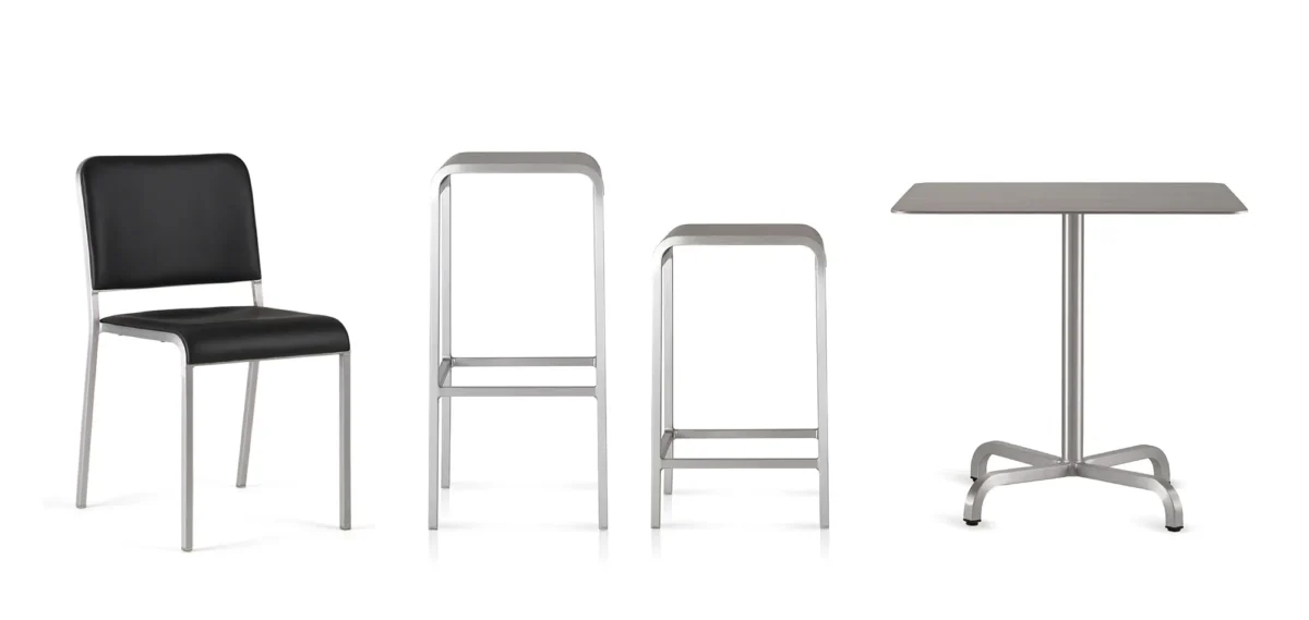 Emeco’s Seat Pad for 20-06 Stool, combining comfort and sleek design for your space.