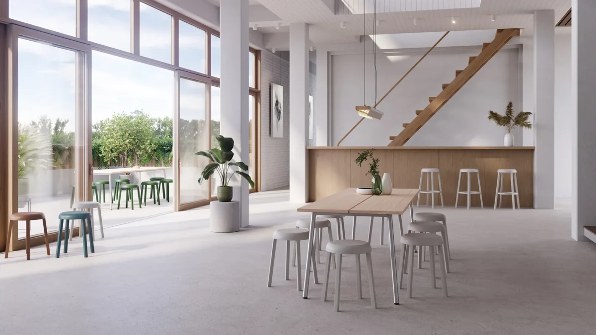 Za Small Stool by Emeco, featuring a minimalist design for contemporary interiors.