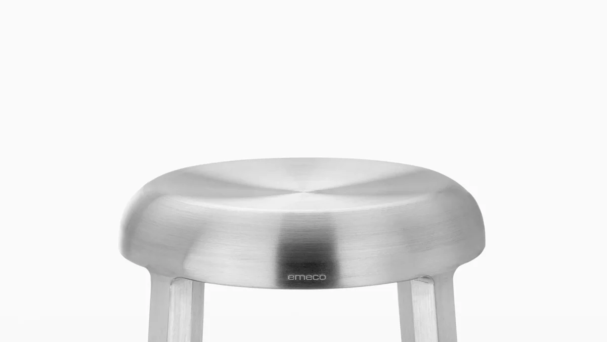 Za Small Stool by Emeco, featuring a minimalist design for contemporary interiors.