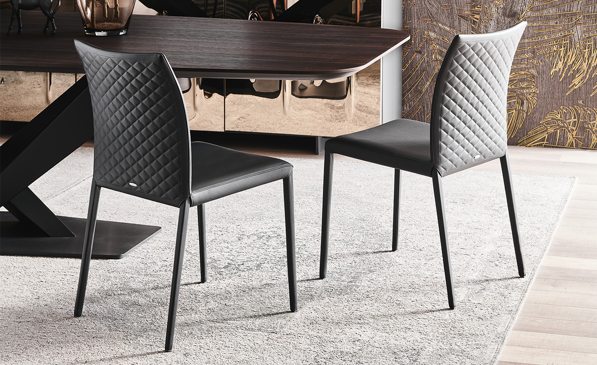 NORMA Couture Italian dining chair – high-end furniture with quilted upholstery, clean lines, and modern appeal