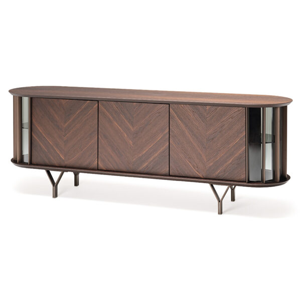 “COSTES by Cattelan Italia – modern Italian sideboard with curved wooden doors and elegant metal base”