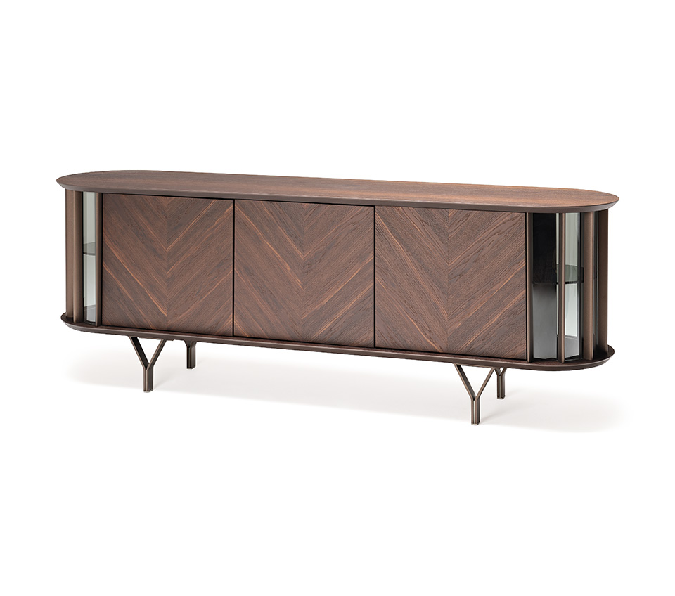 “COSTES by Cattelan Italia – modern Italian sideboard with curved wooden doors and elegant metal base”