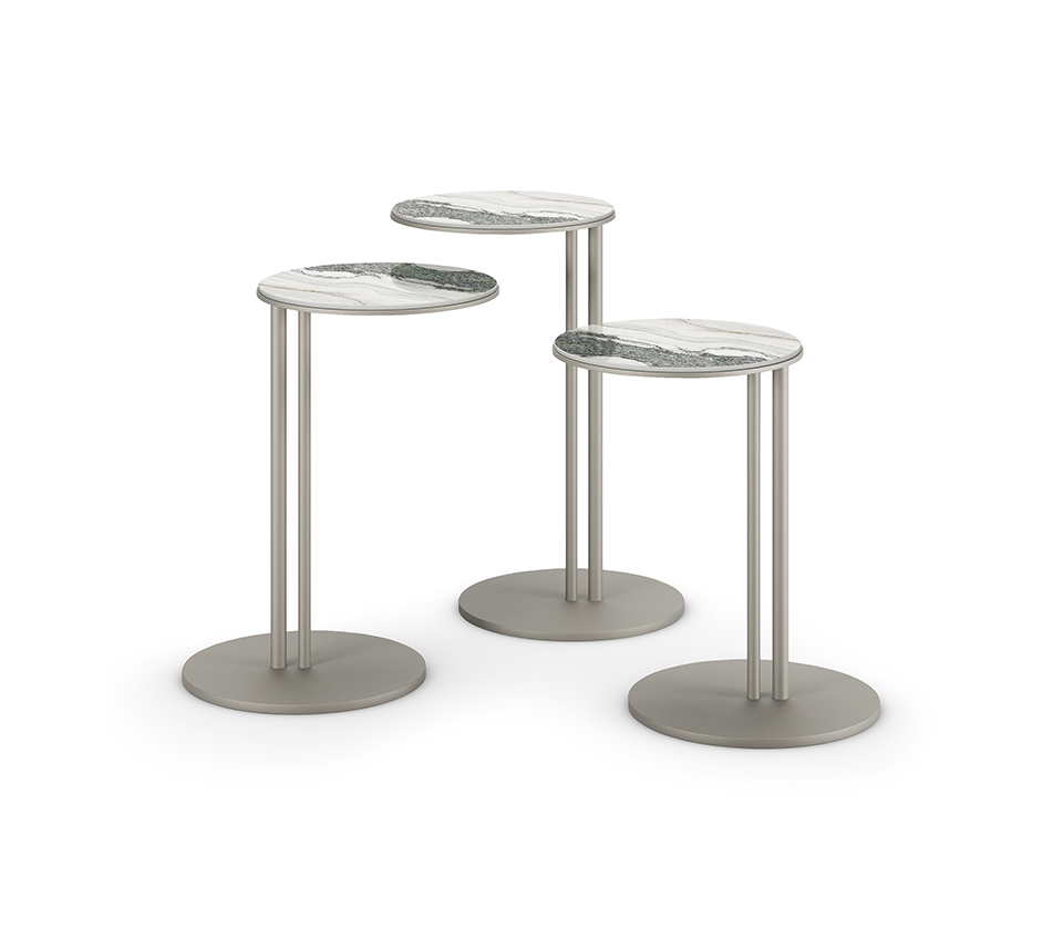 “STING XL by Cattelan Italia – large modern side table with round top and slim sculptural metal base”