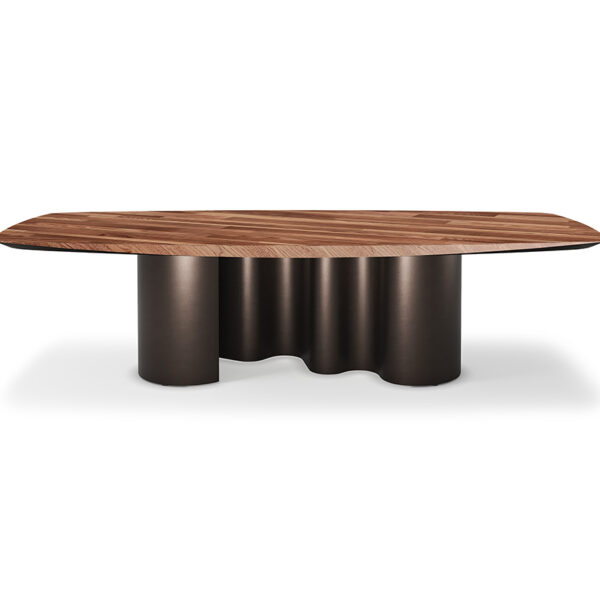 “PAPEL Wood by Cattelan Italia – round coffee table with natural wood top and sculptural folded metal base inspired by origami”